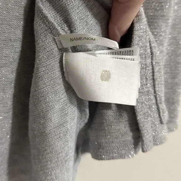 H&M Cardigan Youth Girls medium 8-10Y Grey Glitter Open Front Layering Pockets - Picture 6 of 7